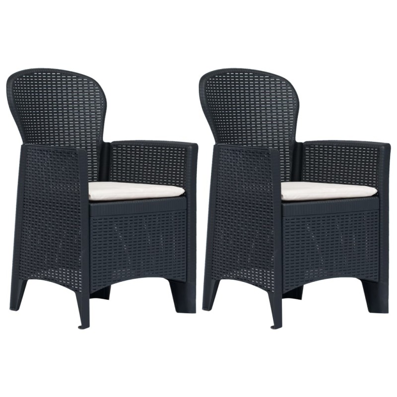 Chaises de jardin lot de 2 avec coussin Anthracite Plastique Chaises de jardin lot de 2 avec coussin Anthracite Plastique