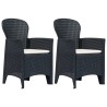 Chaises de jardin lot de 2 avec coussin Anthracite Plastique 