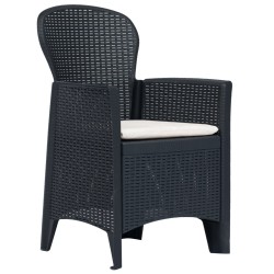 Chaises de jardin lot de 2 avec coussin Anthracite Plastique 