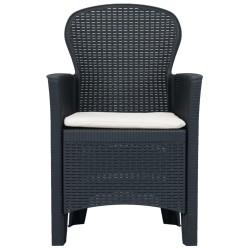 Chaises de jardin lot de 2 avec coussin Anthracite Plastique 