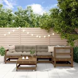 Salon de jardin 6 pcs Marron miel Bois de pin massif 