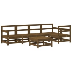 Salon de jardin 6 pcs Marron miel Bois de pin massif 