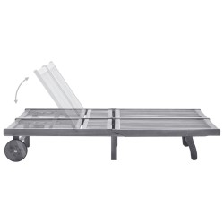 Chaise longue de jardin 2 places avec coussin Gris Acacia 