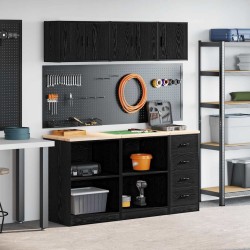 Armoires de garage 6 pcs noir bois d'ingénierie 
