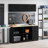 Armoires de garage 6 pcs noir bois d'ingénierie 