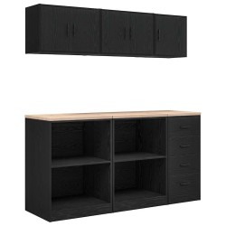 Armoires de garage 6 pcs noir bois d'ingénierie 