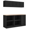 Armoires de garage 6 pcs noir bois d'ingénierie 
