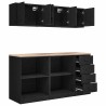 Armoires de garage 6 pcs noir bois d'ingénierie 