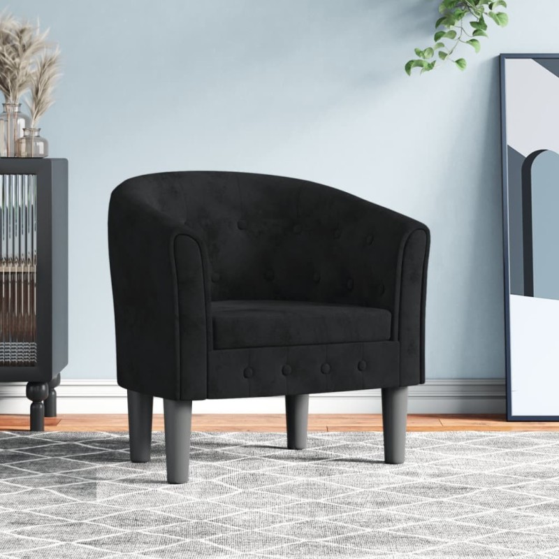 Chaise cabriolet noir velours 