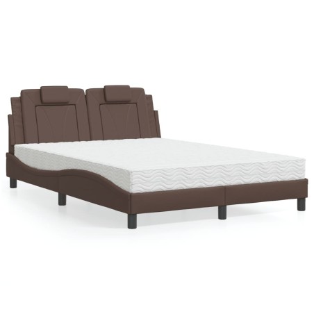 Lit avec matelas marron 120x200 cm similicuir 