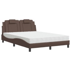 Lit avec matelas marron 120x200 cm similicuir 