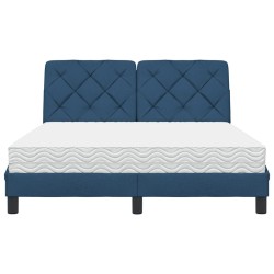 Lit avec matelas bleu 120x200 cm tissu 