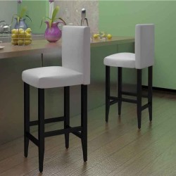 Tabourets de bar lot de 2 blanc similicuir 