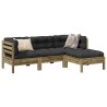 Salon de jardin 4 pcs avec coussins bois de pin imprégné 