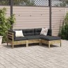 Salon de jardin 4 pcs avec coussins bois de pin imprégné 
