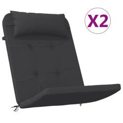 Coussins de chaise adirondack lot de 2 noir tissu oxford 