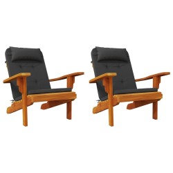 Coussins de chaise adirondack lot de 2 noir tissu oxford 
