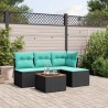Salon de jardin 5 pcs avec coussins noir résine tressée 