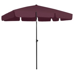 Parasol de plage rouge bordeaux 200x125 cm 