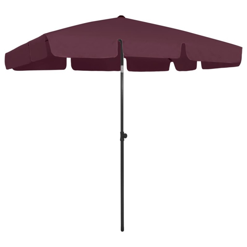 Parasol de plage rouge bordeaux 200x125 cm 