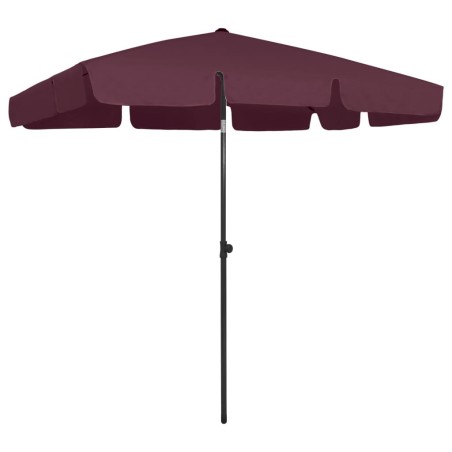 Parasol de plage rouge bordeaux 200x125 cm 