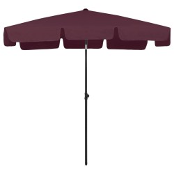 Parasol de plage rouge bordeaux 200x125 cm 