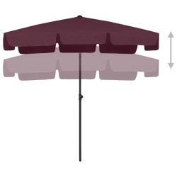 Parasol de plage rouge bordeaux 200x125 cm 
