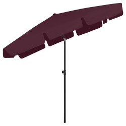 Parasol de plage rouge bordeaux 200x125 cm 