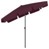 Parasol de plage rouge bordeaux 200x125 cm 