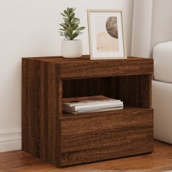 Tables de chevet et lumières LED 2 pcs chêne marron 50x40x45 cm 