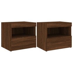 Tables de chevet et lumières LED 2 pcs chêne marron 50x40x45 cm 