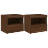 Tables de chevet et lumières LED 2 pcs chêne marron 50x40x45 cm 