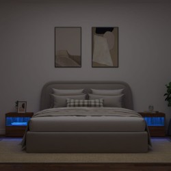 Tables de chevet et lumières LED 2 pcs chêne marron 50x40x45 cm 