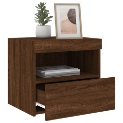 Tables de chevet et lumières LED 2 pcs chêne marron 50x40x45 cm 