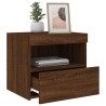 Tables de chevet et lumières LED 2 pcs chêne marron 50x40x45 cm 