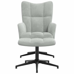 Chaise de relaxation avec tabouret Gris clair Velours 