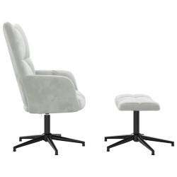 Chaise de relaxation avec tabouret Gris clair Velours 