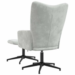 Chaise de relaxation avec tabouret Gris clair Velours 