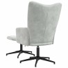Chaise de relaxation avec tabouret Gris clair Velours 