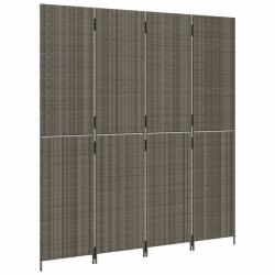 Cloison de séparation 4 panneaux gris résine tressée 