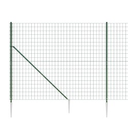 Clôture en treillis métallique et piquet d'ancrage vert 2x10m 