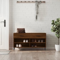 Banc à chaussures chêne marron 102x35x55 cm bois d'ingénierie 