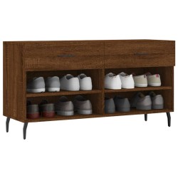 Banc à chaussures chêne marron 102x35x55 cm bois d'ingénierie 