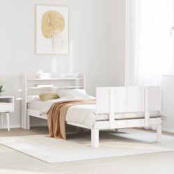 Cadre de lit avec tête de lit sans matelas blanc 90x200 cm 