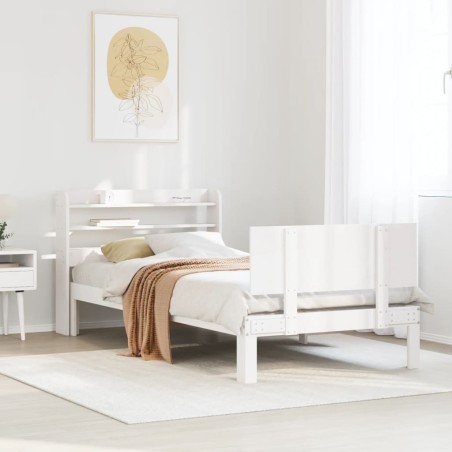 Cadre de lit avec tête de lit sans matelas blanc 90x200 cm 