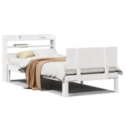 Cadre de lit avec tête de lit sans matelas blanc 90x200 cm 
