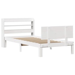 Cadre de lit avec tête de lit sans matelas blanc 90x200 cm 