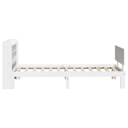 Cadre de lit avec tête de lit sans matelas blanc 90x200 cm 