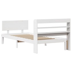 Cadre de lit avec tête de lit sans matelas blanc 90x200 cm 