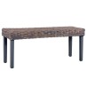 Banc 110 cm Gris Rotin naturel kubu et bois de manguier massif 